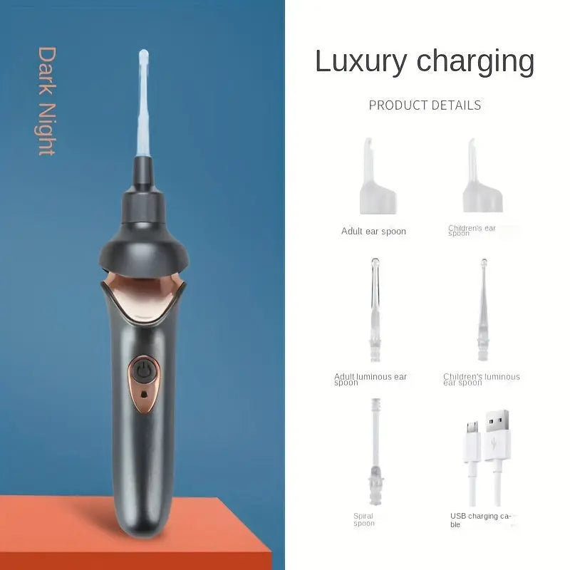 Electric Ear Picking Suction Tool, Ear Digging Spoon, Luminous Ear Excrement Cleaner With Light And Charging Type - KYAAN