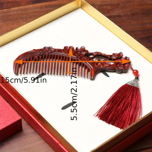 Elegant Redwood Comb Set With Small Leaf Sandalwood - Handcrafted Art & Craft - KYAAN