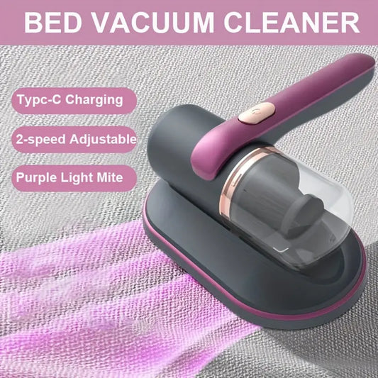 1pc, Bed Vacuum Cleaner, Super Strong Suction And Low Noise, UV Light, Washable HEPA Filter For Deep Clean, Handheld Vacuum, Mattress Vacuum Cordless, Effectively Clean Up Bed, Sofa, Pet Hair And Carpets - KYAAN