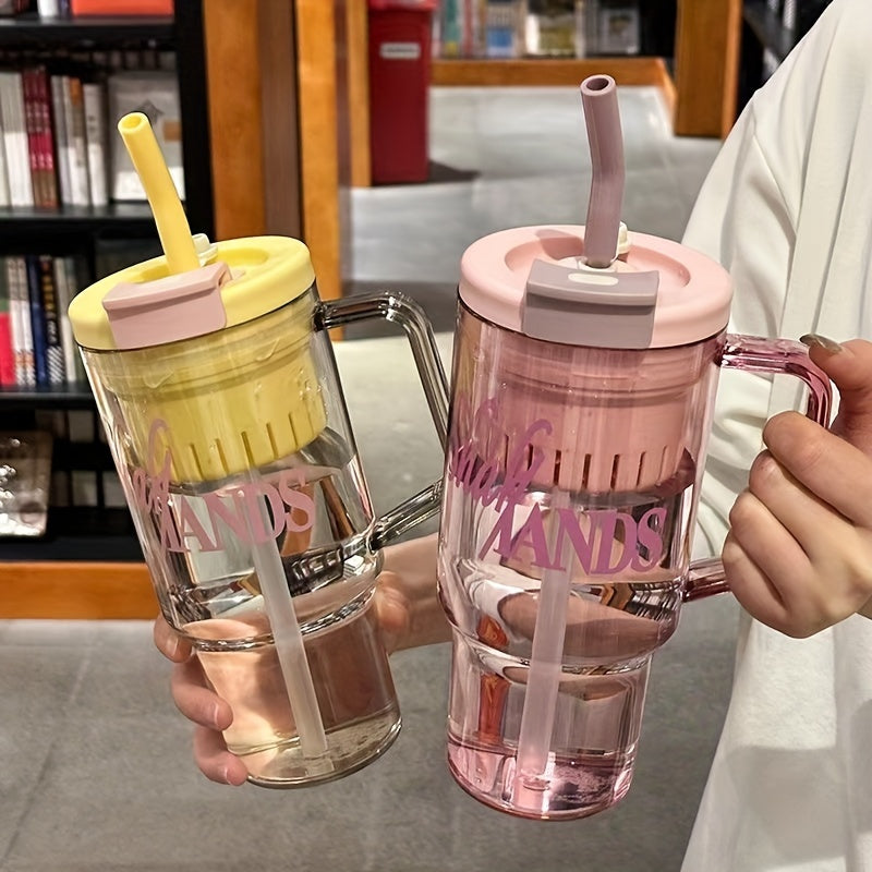 1pc 40.58oz Large Capacity PC Material Straw Water Bottle, Tea Separation Design, Stylish Tumbler For Men And Women - KYAAN