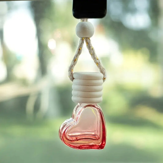 1pc 0.2oz Car Aromatherapy Bottle Pendant - Heart Design Empty Clear Essential Oil Diffuser - Refillable Hanging Diffuser Bottle, Air Fresher Ornament Vials For Car And Home - KYAAN