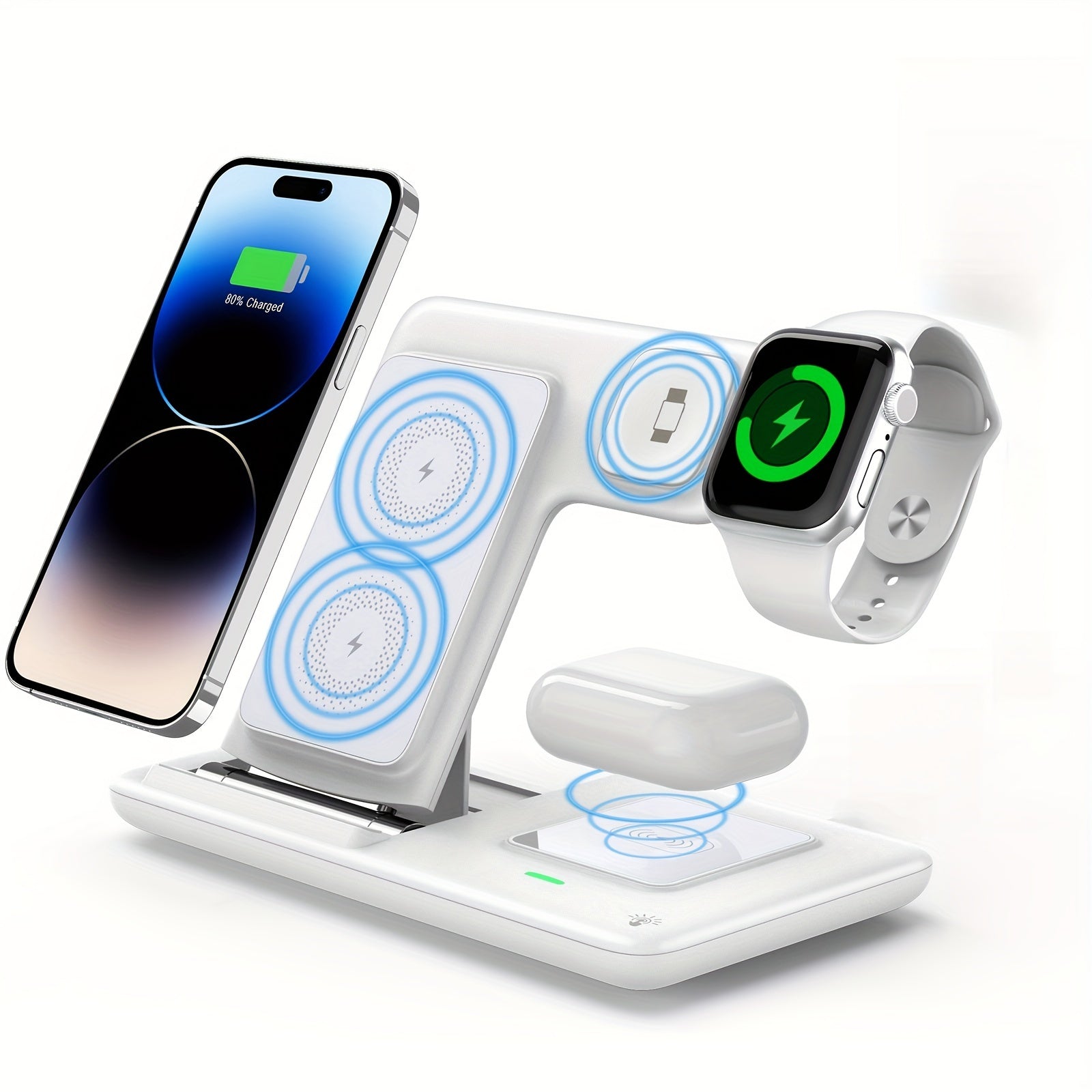 Wireless Charging Station, 3-in-1 Folding Mobile Phone Wireless Charger Bracket, Suitable For IPhone 15, 14, 13, 12, 11/Pro/Max/Mini/Plus, X, XR, XS/Max, SE, 8/Plus, Suitable For IWatch 1-9 And Airpods 3/2/Pro. - KYAAN