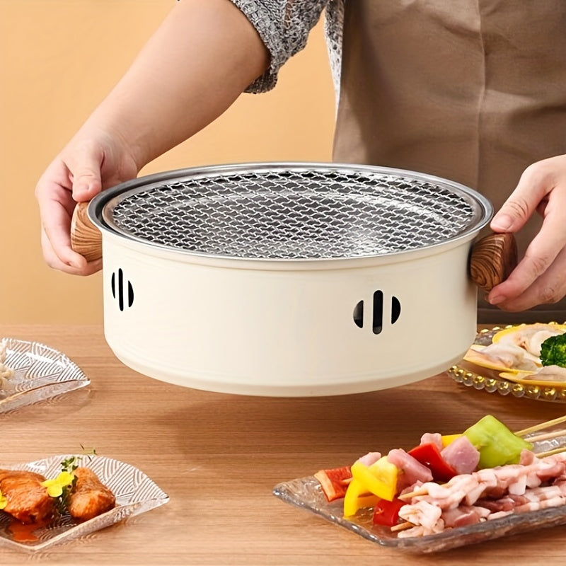 1set, Stainless Steel Barbecue Grill Pan, Portable Compact Tabletop BBQ Grill With Grill Net, Household Split BBQ Charcoal Grill Stove, Kitchen Supplies, Kitchen Accessories, BBQ Accessories