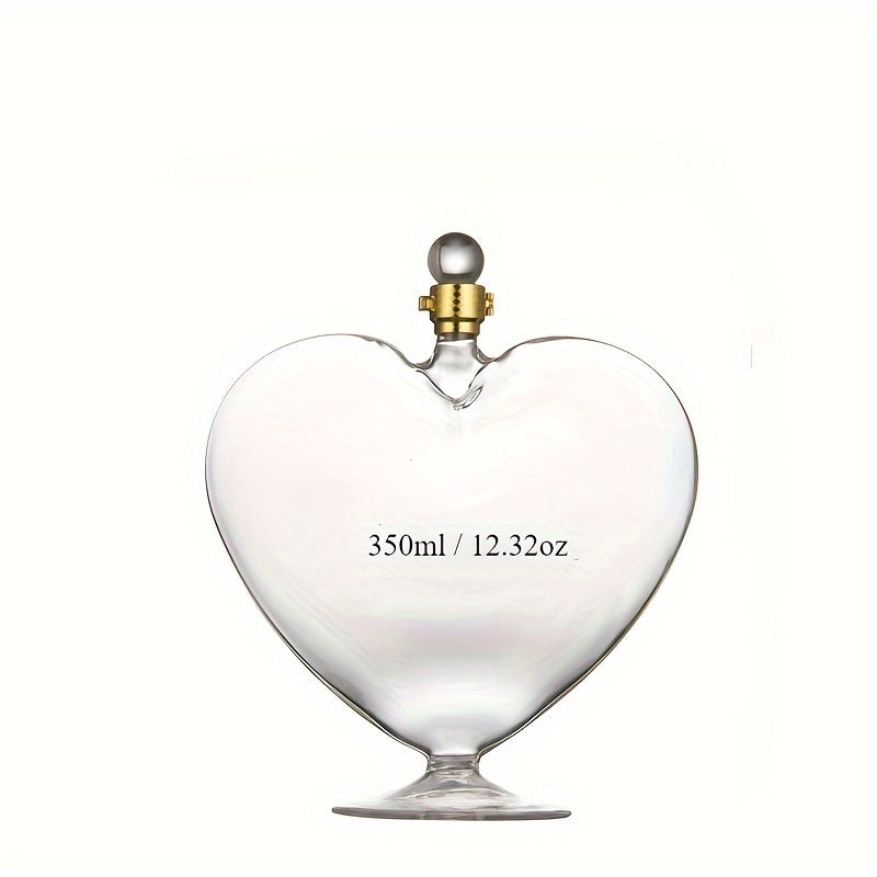 1pc Heart-shaped Decanter, 11.83oz-33.81oz Minimalist Creative Heart-shaped Decanter, Large Capacity Red Wine Decanter, Creative Love Ornament, Nis Shaped Red Wine Decanter, Lead-free Sealed Empty Wine Bottle, Glass Craft Valentine's Day Ornament - KYAAN