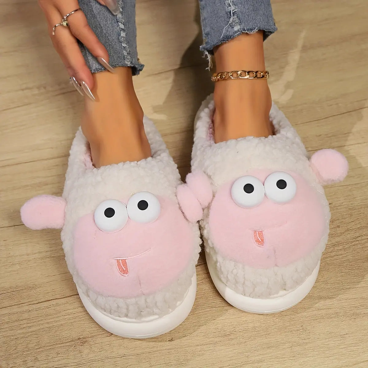 Cute Cartoon Fluffy Home Slippers, Soft Sole Platform Plush Lined Cozy Shoes, Non-slip Floor Mute Slippers - KYAAN