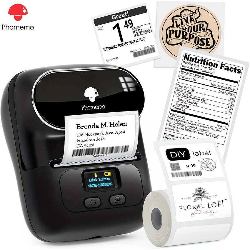 M110 Thermal Label Makers - Portable Wireless Thermal Label Maker Printer For Barcode, Clothing, Jewelry, Retail, Mailing, Compatible With Android, IOS, With 1 Roll 40×30mm Label - KYAAN