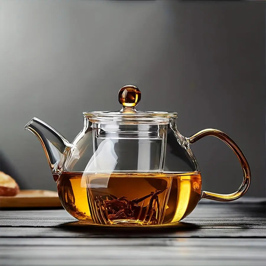 Gudaopinming Glass Teapot with Infuser - Transparent, Ideal for Blooming & Loose Leaf Tea, Perfect for Electric Stovetops, Great for Halloween, Christmas, Easter, Thanksgiving - KYAAN